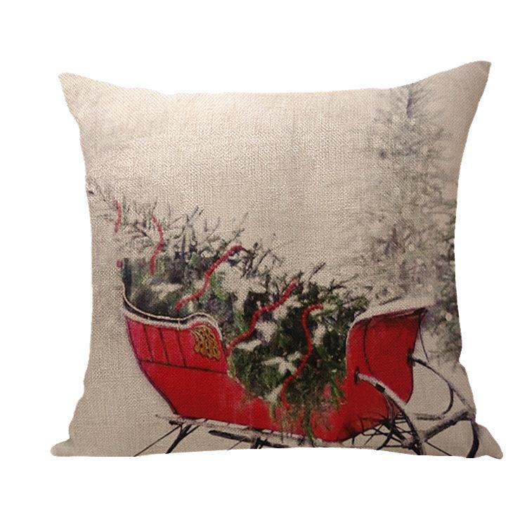 Santa Claus Pillowcase Decoration Cartoon Printing Christmas Cushion Cover Home Christmas Ornament Linen Pillowcase