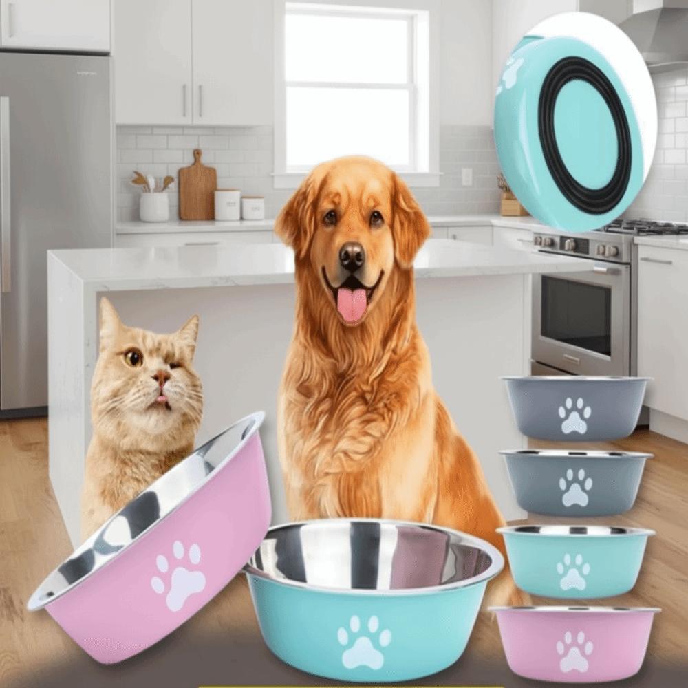 Anti-slip Cat Bowl Stainless Steel Dog Water Bowl New Dog Bowl Suitable for Puppies