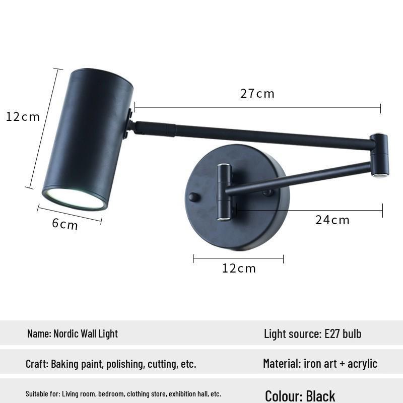 Минималистичный настенный светильник с двойным поворотным кронштейном и регулируемым светодиодным светом для спальни или кабинета