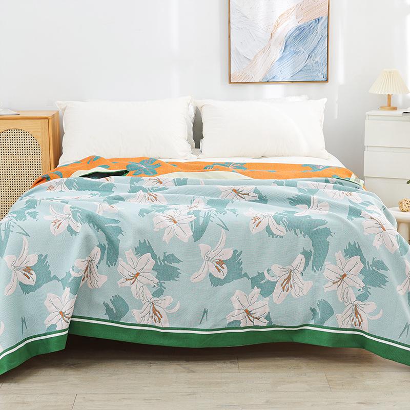 Цветочное летнее одеяло, покрывало для дивана-кровати, хлопковая марля 230*250 48*74, наволочки высокого качества