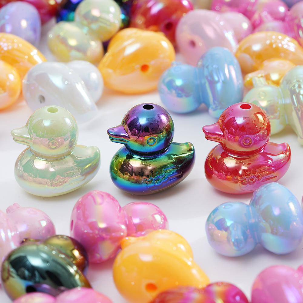 DW11 5pcs Personality Style Cartoon Cute Colorful 3D Duck Beads Cartoon Beads DIY Jewelry Diy Chain Bracelet Pendant Accessories