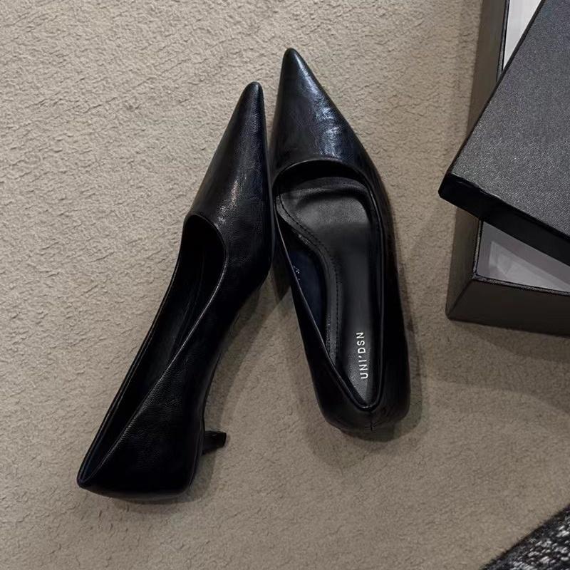 Fashion French Style Temperament Women Pumps 2025 Fashion Pointed Toe Thin Low Heels Shoes Elegant Party Solid Color Soft Women Pumps