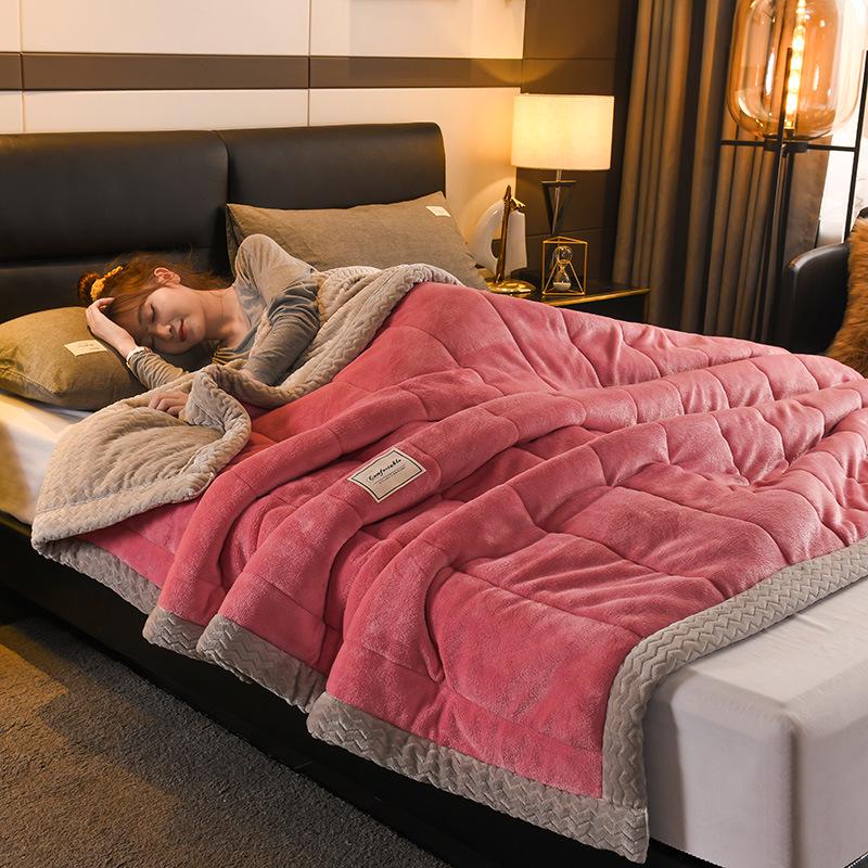 New A/B Style Baby Velvet Quilted Warm Lambswool Blanket - Thickened for Autumn/Winter