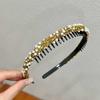Thin Crystal Teeth Headband Pearl Face Wash Hair Hoop Fashion Rhinestones Antislip Hairband  Lady