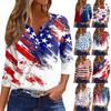 Women's T Shirt Print Button 3/4 Sleeve Daily Weekend Fashion Basic V- Neck Regular Top