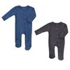 Baby Clothes Rompers Long Sleeve Coverall Cotton Footed Newborn Underwear Front Opening Baby Baby Shower Gift Months [KISBINI] Navy/Charcoal 3-6