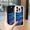 Phone Case: 2D flat design suitable for iPhone 18, 17, 16, 15, 14, 13 Pro stepped protective case, starry coast, Halloween gift