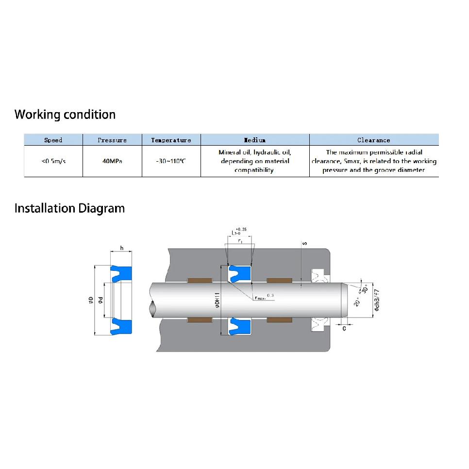 Y-type sealing ring polyurethane single lip piston rod PU green Y-ring seals non-standard parts shaped parts factory customized