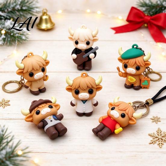 Unique Calf Keychain Pendant 3D Highland Cow Advent Calendar 2026 24 Days Collectible Figures Holiday Surprise Gift Box Christmas Countdown Calendar,
