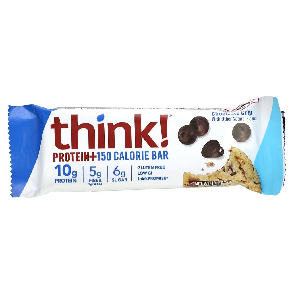 Think!, Protein+ 150 Calorie Bars, Chocolate Chip, 10 Bars, 40 G (1.41 Oz) Each