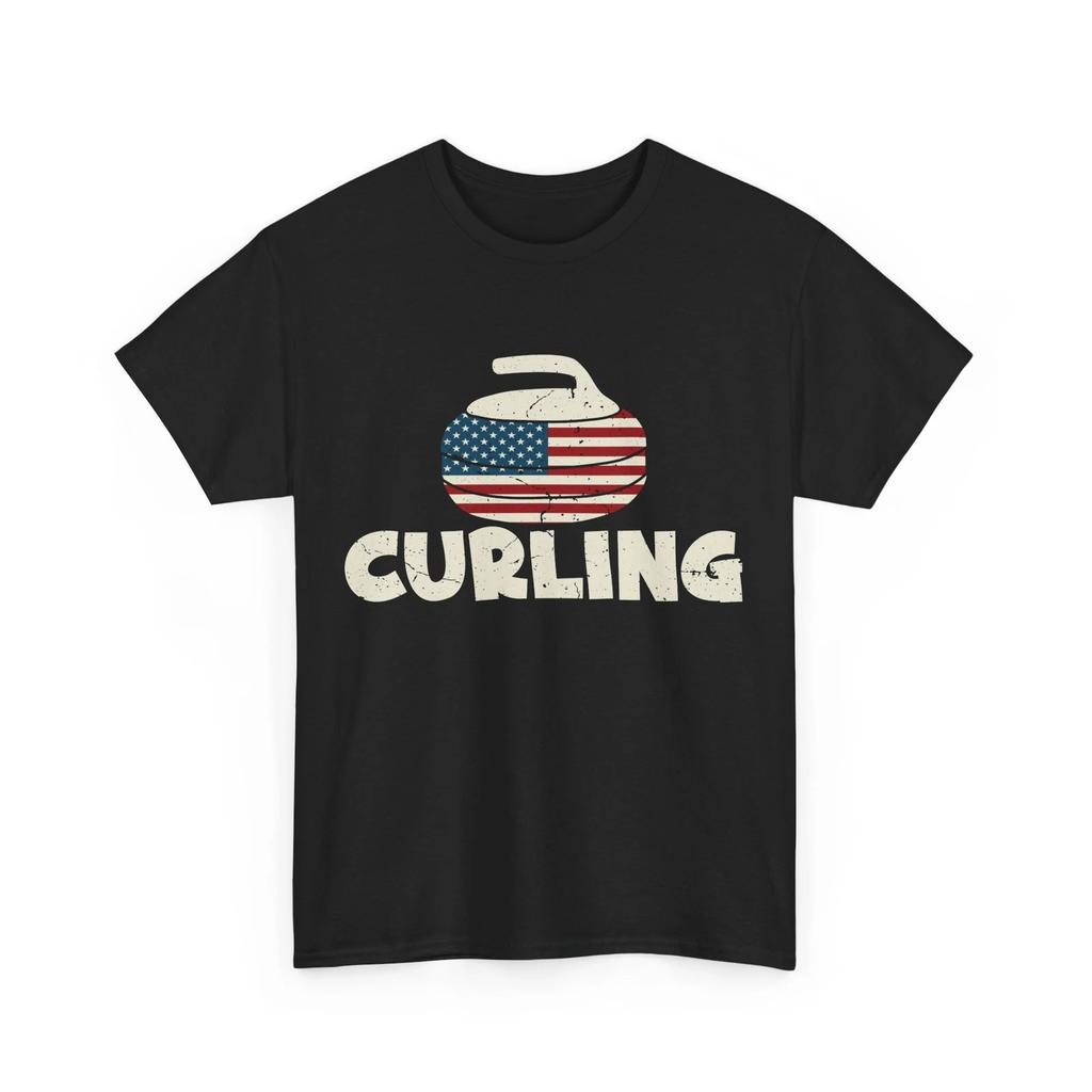 Curling Stone Shirt, Curling USA Flag Winter Sports Lovers Curler T-shirt