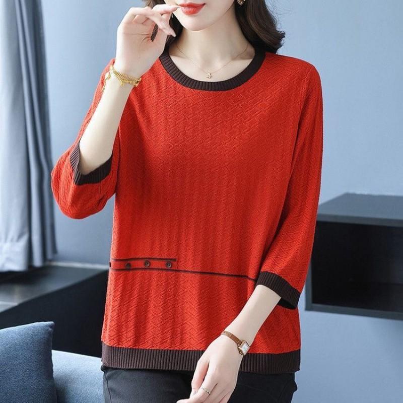 Plus Size Knit Top Women 3/4 Sleeve 2025 Slim Fit Mothers Day Gift