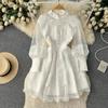 Elegant French Bellflower Lace Dress - Spring/Autumn Ruffle Princess Style