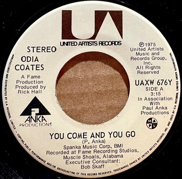7-дюймовая пластинка ODIA COATES You Come And You Go Do I Love You UAXW676Y United Artists 1975 Канада Поп Б/у