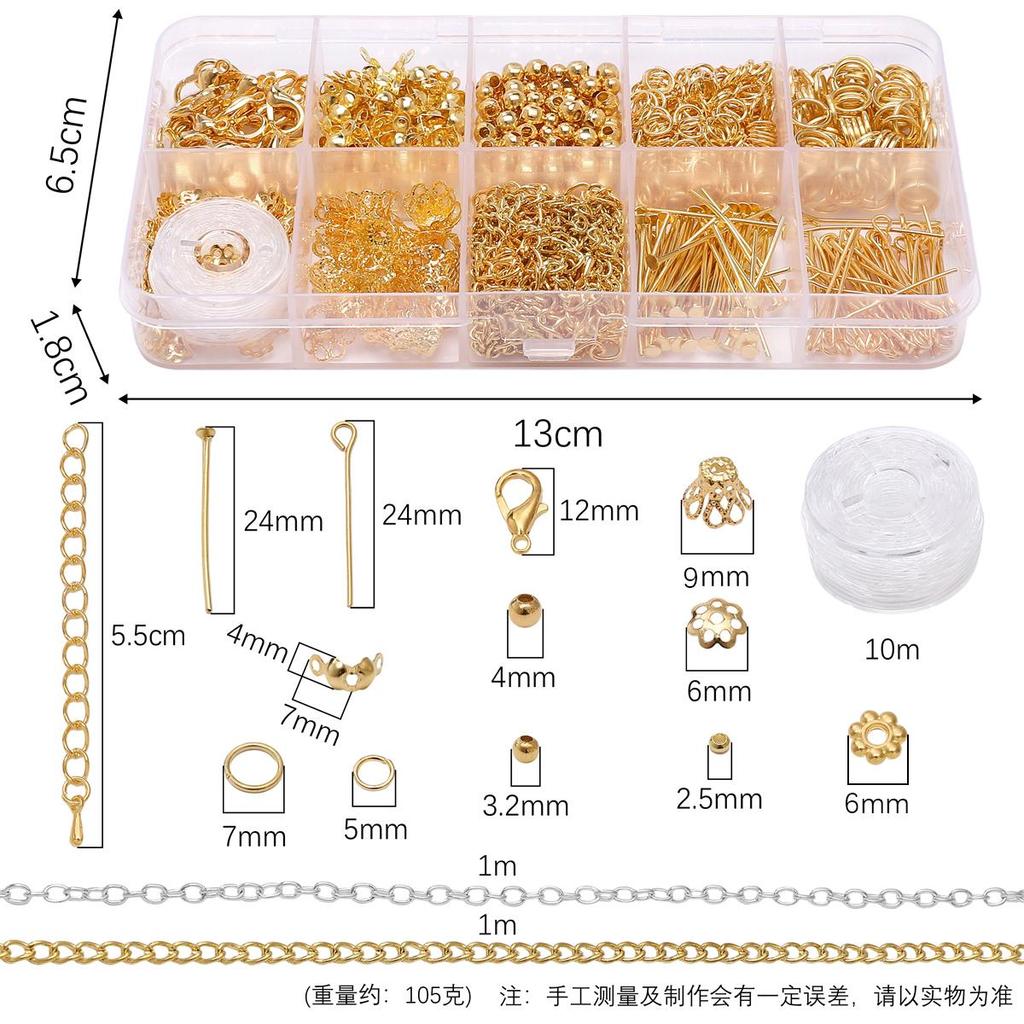 820Pcs Metal Jump Ring Clasps Lobster Chain Spacer Beads Pin Accessories For DIY Jewelry Making