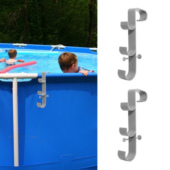 Pool Pole Hook Pool Skimmer Net Holder 3-Hook Pool Pole Hanger Pool Accessories Holder for Above Ground Pools Pool Brush Water Pipe