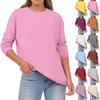 Women's Fashionable Casual Round Neck Solid Color Long-sleeve Top
