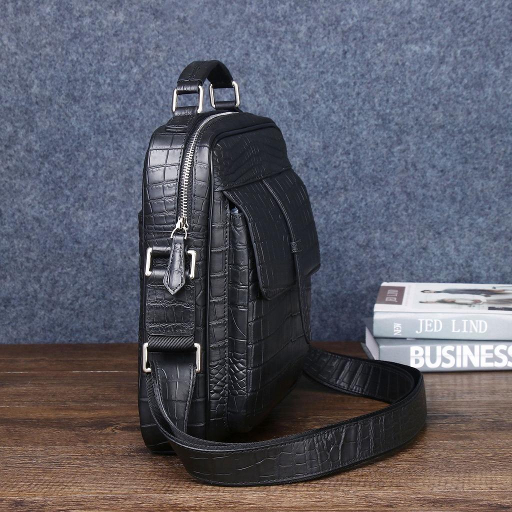 Мужская одноплечевая сумка кроссбоди цвета тумана с узором крокодилового живота, модная мужская сумка для улицы, ручная сумка кроссбоди, деловой рюкзак