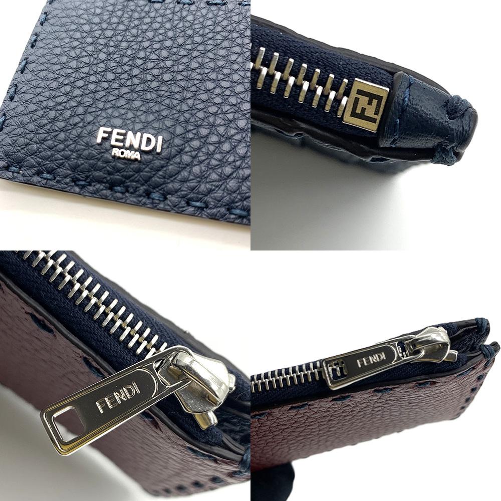 Used FENDICard Case wine Calfskin unisex