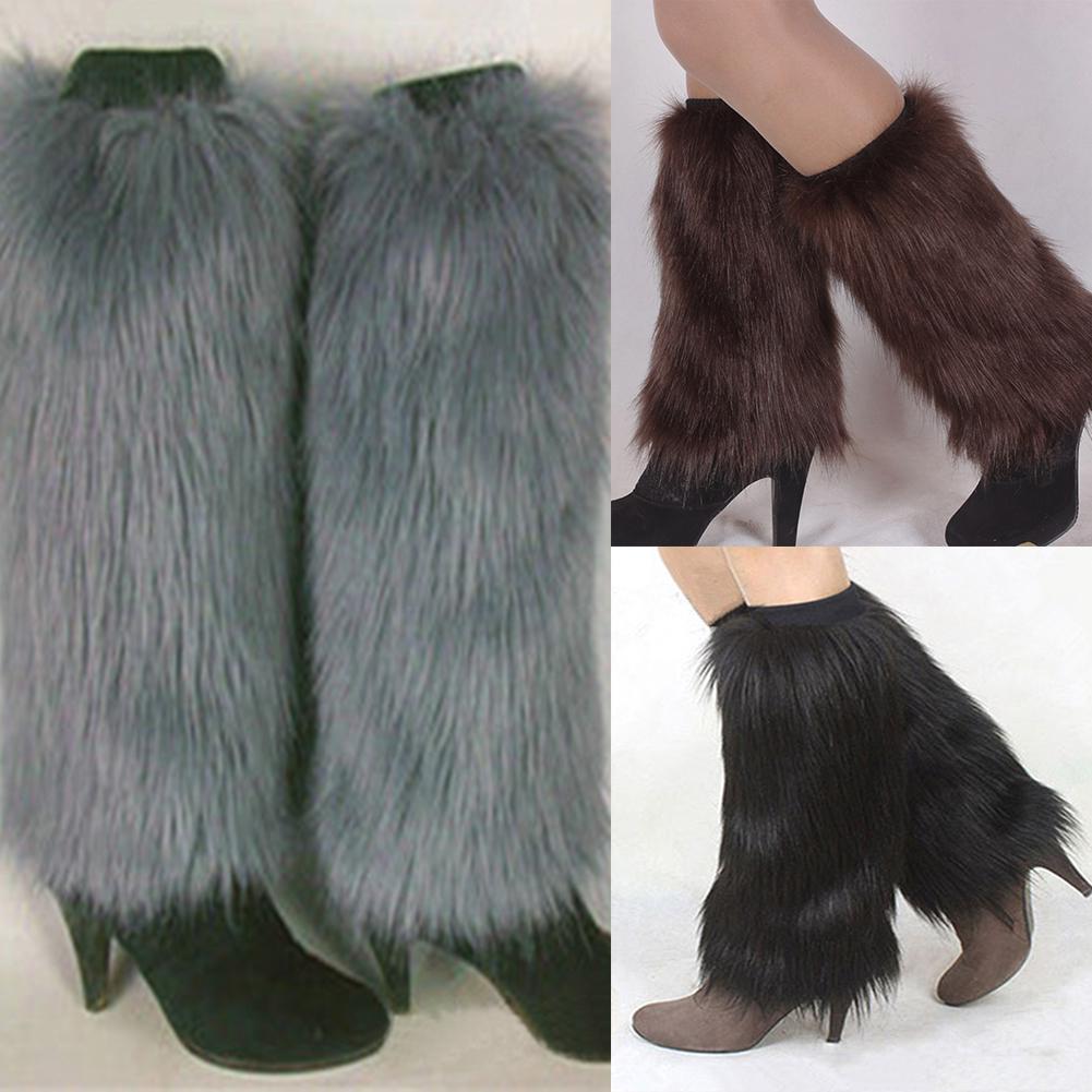 Winter Shop Winter Fashion Women Boot Solid Color Cs Warm Furry Faux Fur Leg Warmers