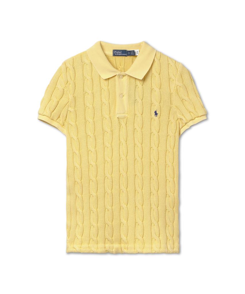 POLO RALPH LAUREN W Slim Fit Cable Knit Polo Shirt - Yellow