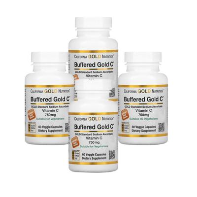 California Gold Buffered Vitamin C для беременных женщин 750 мг аскорбиновой кислоты растительные капсулы 60 таблеток 3+1, 60 таблеток, 4 штуки