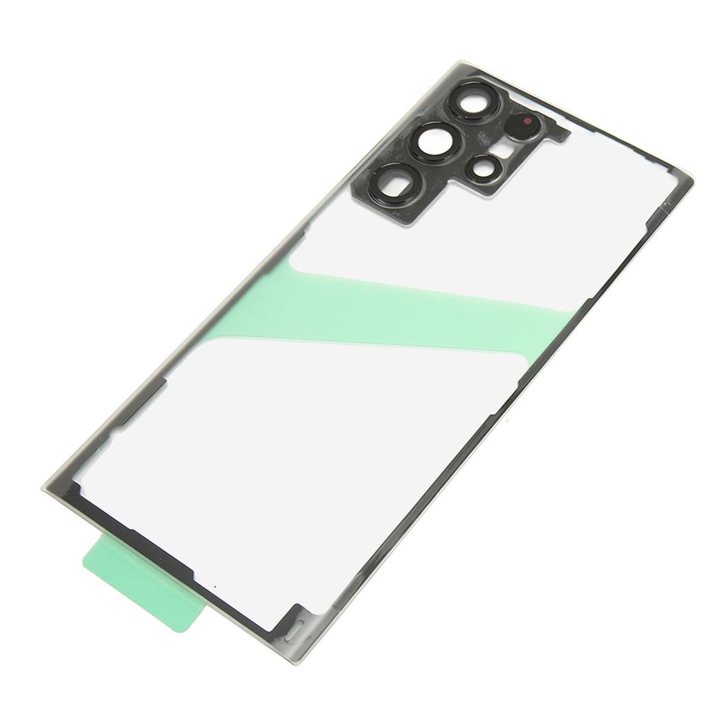 Back Glass Cover Replacement for Galaxy S22 Ultra with Pre Installed Camera Lens Tape Repair Tools Phone Stand Black