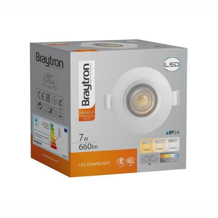 Spot LED encastrable 3en1 blanc 7W IP54