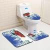 Рождественский коврик для ванной, туалетный трехпредметный набор