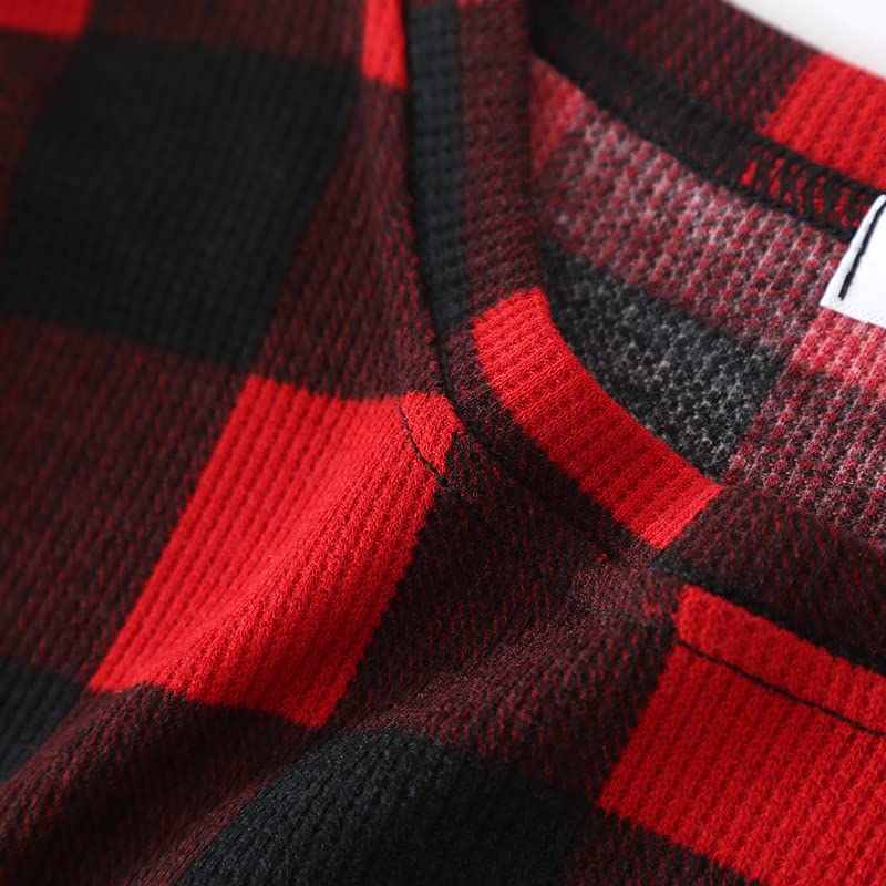 Waffle Cotton Pajama Long Gift 100% Women's Set, Loungewear, Spring/Autumn, Sleeves, Sleepwear, (XL, Red)