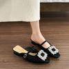 Y523-7 French Rhinestone Design Sense Versatile Spring and Autumn New Gentle Evening Shoes Thick Heel Bag Head Slippers Women