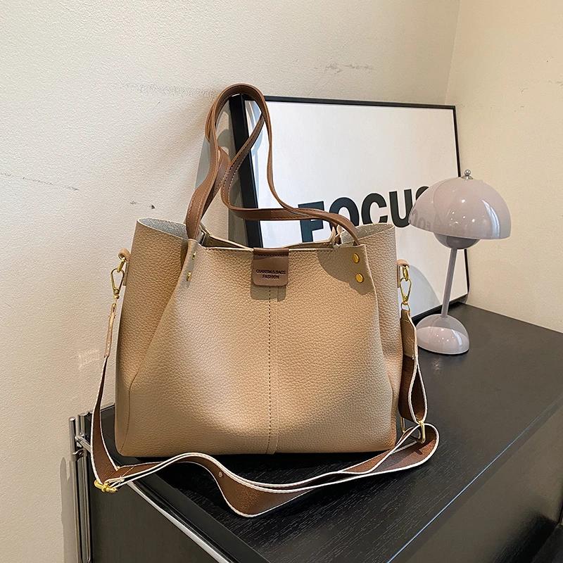 Большая вместительная сумка-тоут для женщин. Элегантная сумка через плечо в стиле ретро. Сумка на плечо для студента университета.