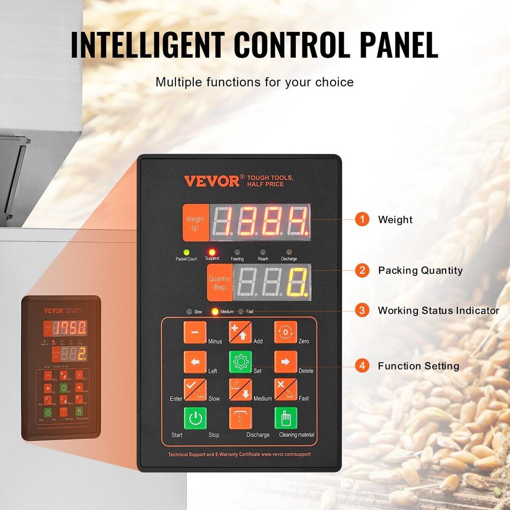 Particle Filling Machine, 0.044-11 lbs/20-5000g, Automatic Filler Machine with Foot Pedal, Stainless Steel Weighing Filling Machine, Weigh Filler for
