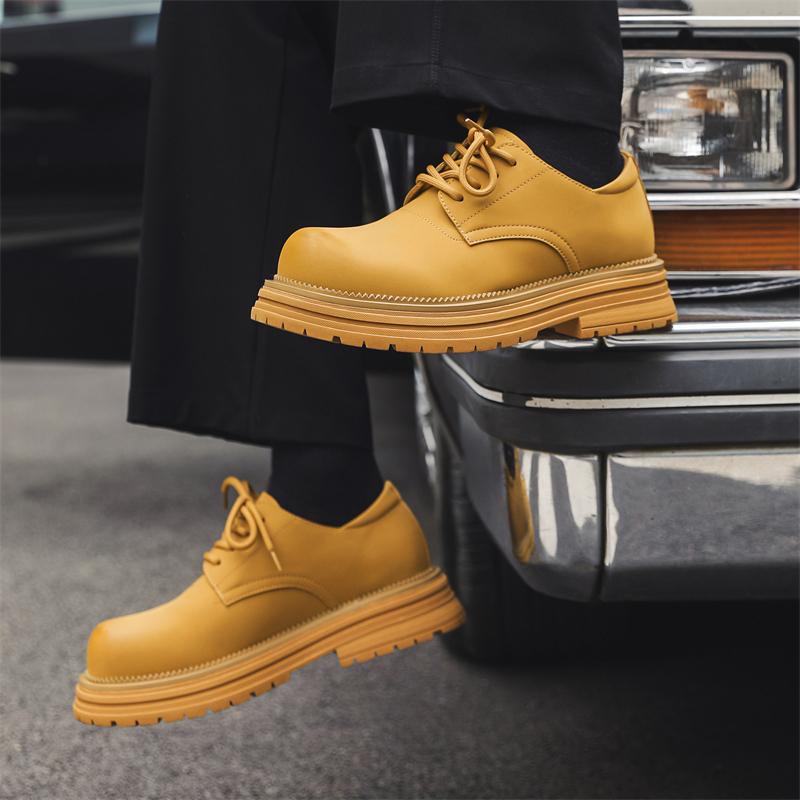 Модные повседневные туфли Дерби мужские кожаные туфли Модный минималистский дизайн Повседневные офисные туфли для отдыха на открытом воздухе для деловых вечеринок Туфли на толстой подошве Белые