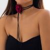 Trend Niche Sense Rose Pendant Collarbone Chain Temperament Simple Cold Wind Adjustable Black Velvets Necklace