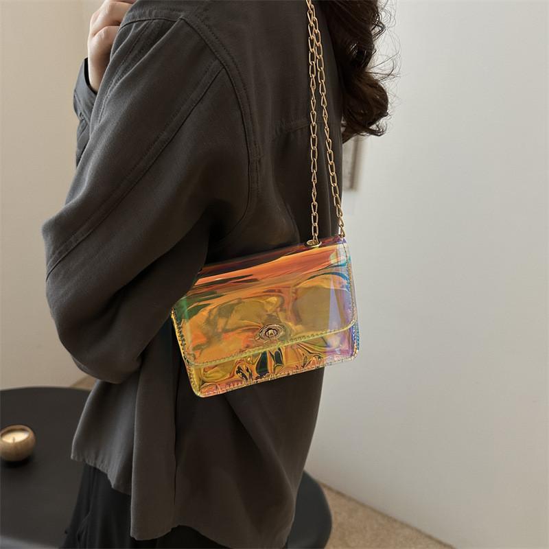 Chic And Trendy Pvc Crossbody Bag Colorful Fashionable Small Square Bag