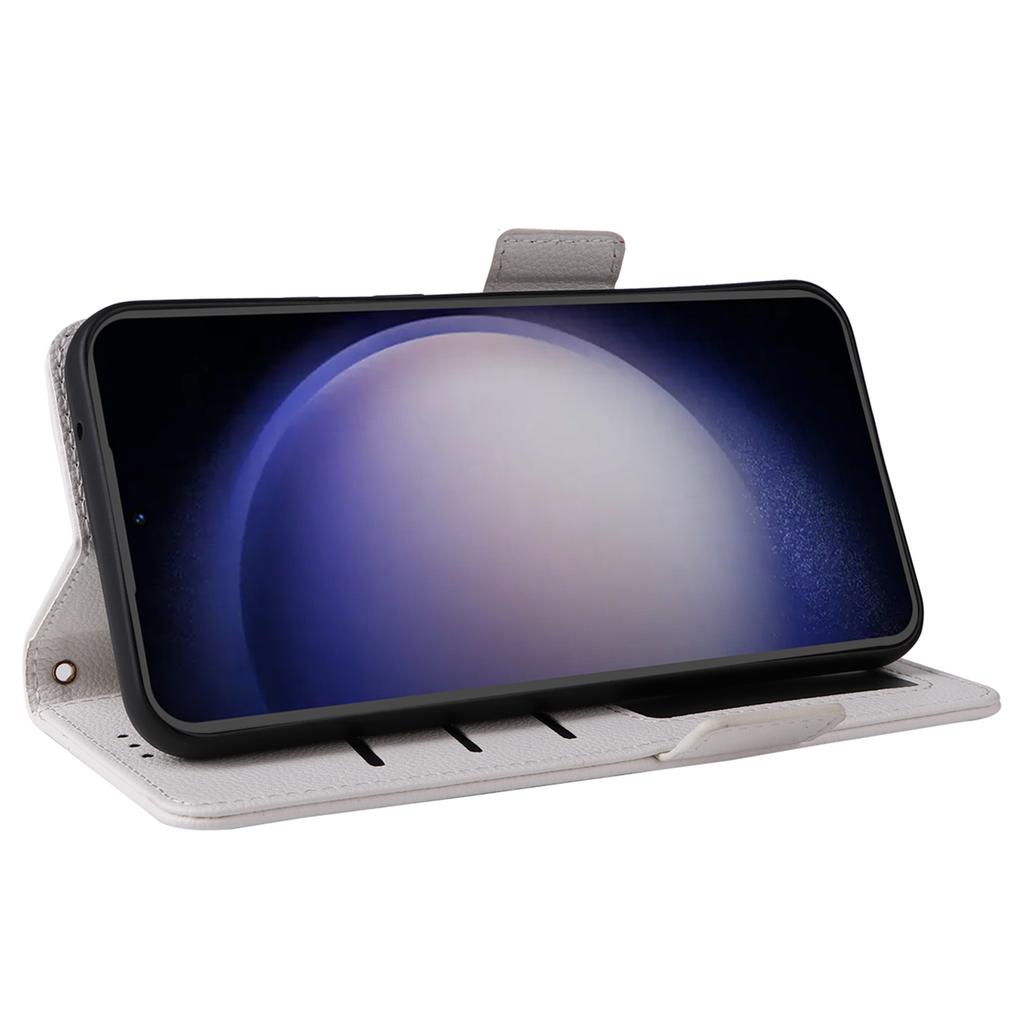 For Samsung Galaxy S24 FE Case with Wrist Strap Litchi Texture PU Leather Wallet Phone Cover