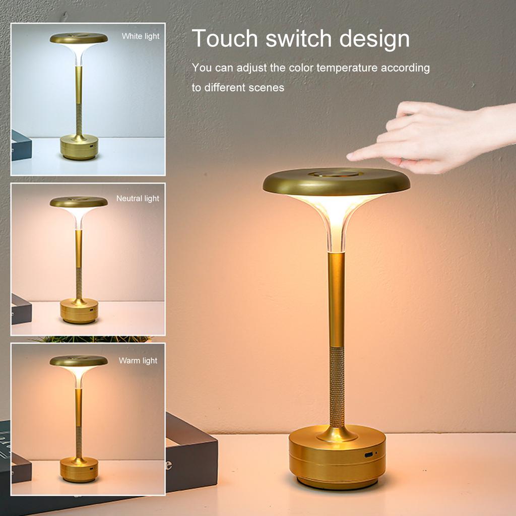 Rechargeable LED Table Lamp Touch Control Stepless Dimmable Nightstand Light Portable Desk Lamp for