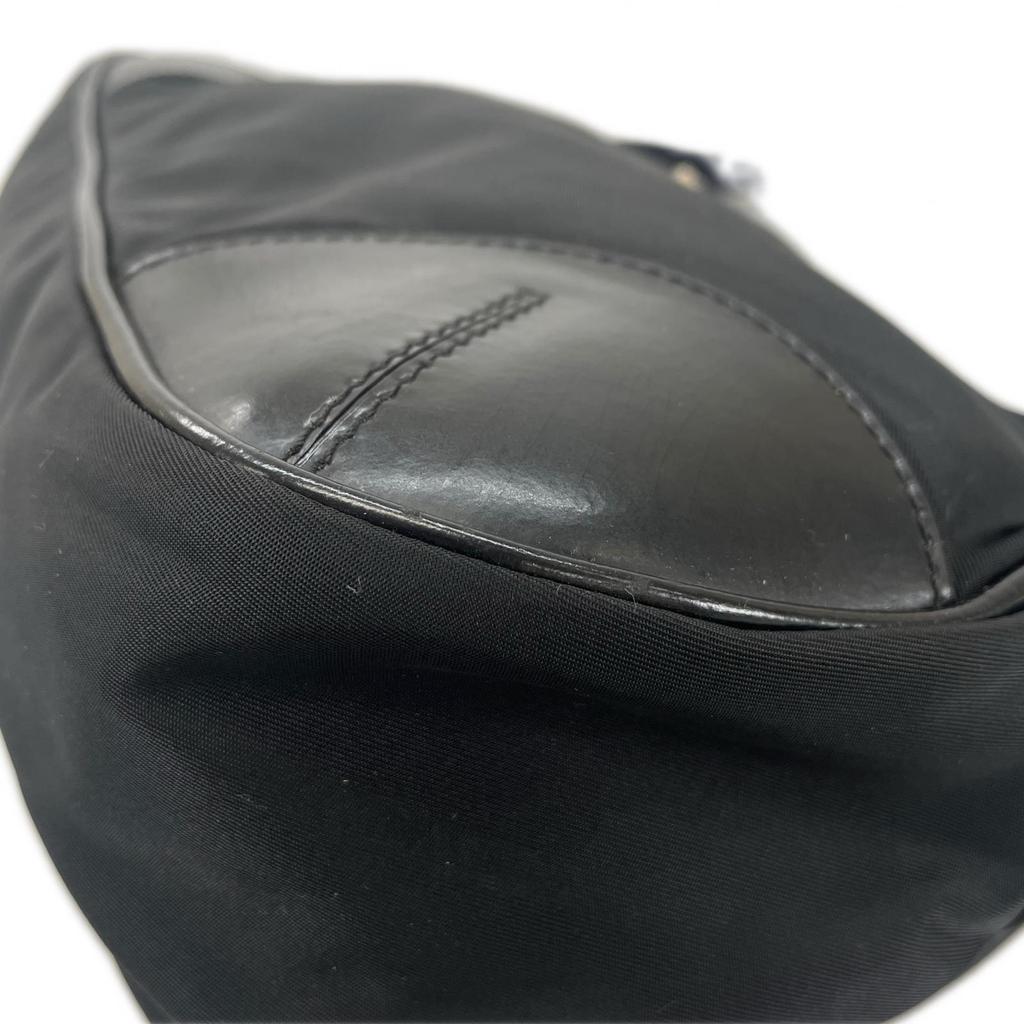 PRADA Hobo Triangle Logo Shoulder Bag black Women One Belt Pack used