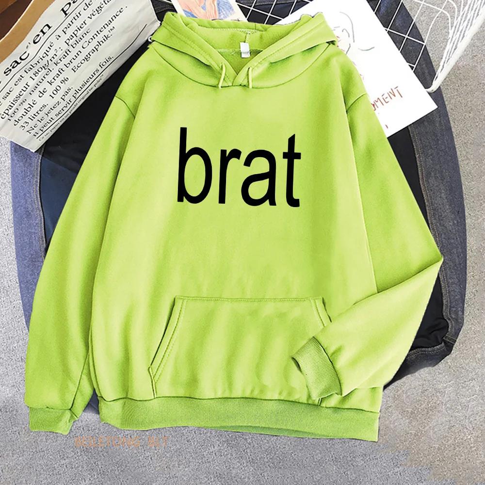 Charli XCX Brat Green Hoodies 2024 Альбом Графический Принт Толстовки Уличная Одежда Женские Рубашки Длинные Рукава Женщины Sudaderas