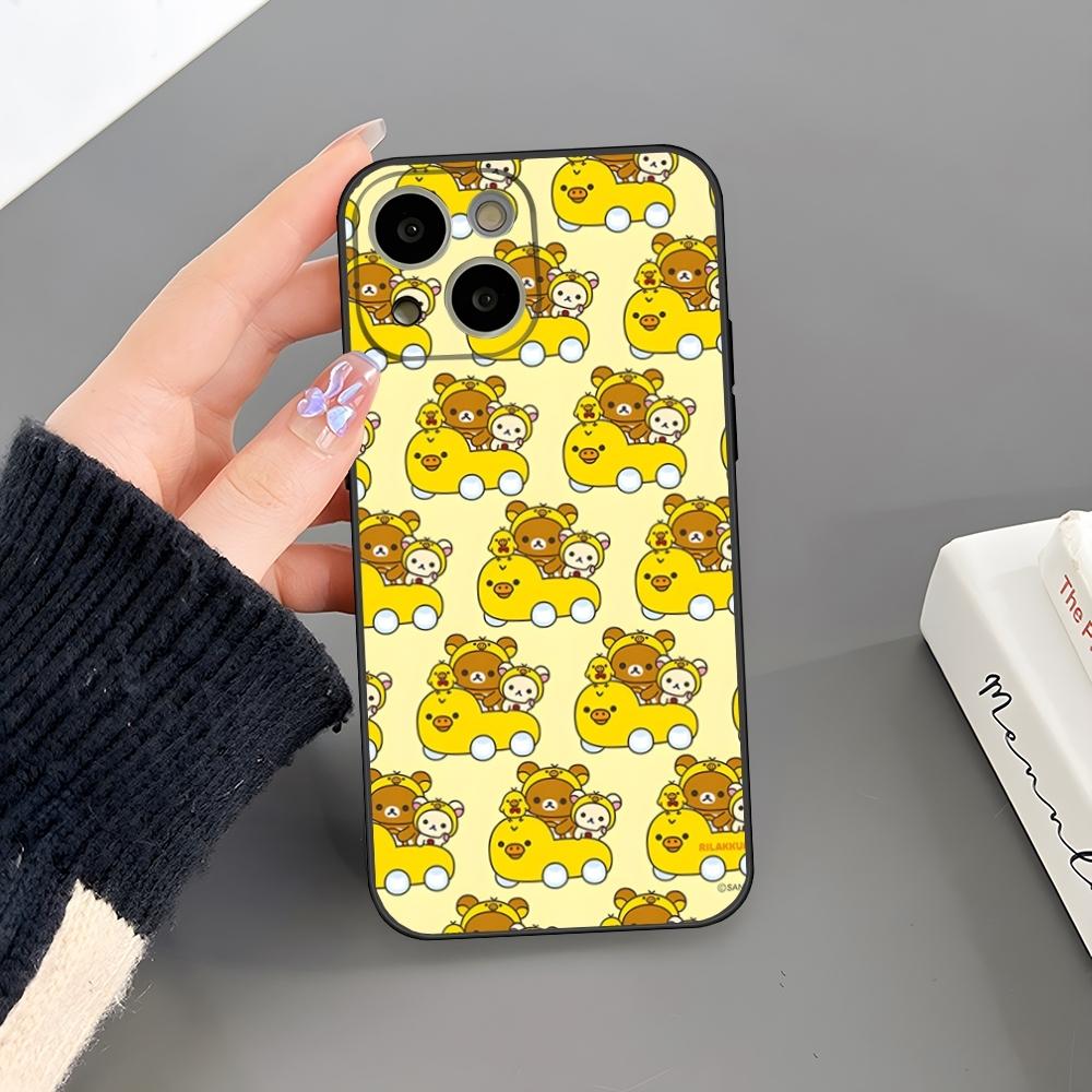 Милый чехол-медвежонок Рилаккума для iPhone 16 Plus 15 14 Pro Max 13 Mini 11 12 Xr X Xs 6 7 8 SE Plus Задняя крышка