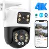 2024 New EU Outdoor PTZ Camera With 4K 8MP HD Wifi IP Camera Dual Screen Auto Tracking Wireless Security Protection CCTV Surveillance iCSee