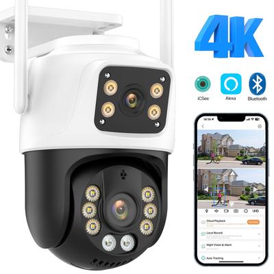 Новая уличная PTZ-камера европейского стандарта с 4K 8MP HD Wi-Fi IP-камерой с двойным экраном, автоматическим отслеживанием, беспроводной защитой, системой видеонаблюдения iCSee