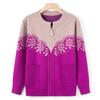 Middle-aged and Elderly Women's Autumn and Winter Sweater Early Autumn Mother's Clothes Round Neck Zipper Jacket Grandma's Autumn Cardigan Sweater