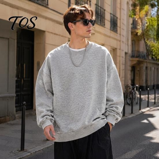 Breathable Workout Apparel Men Long Sleeve Sweatshirt, Loose Fit Pullover Shirt, Solid Outdoor Travel Clothing Color Crew Neck Sweatshirt for