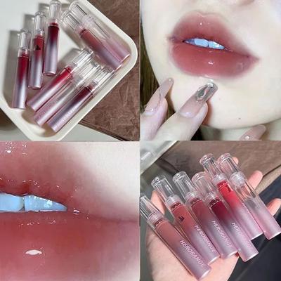 Iced Tea Mirror Lip Glaze Watery Lip Gloss Водостойкая стойкая прозрачная желейная жидкая помада для женщин Beauty Makeup Cosmetics, 1 шт.
