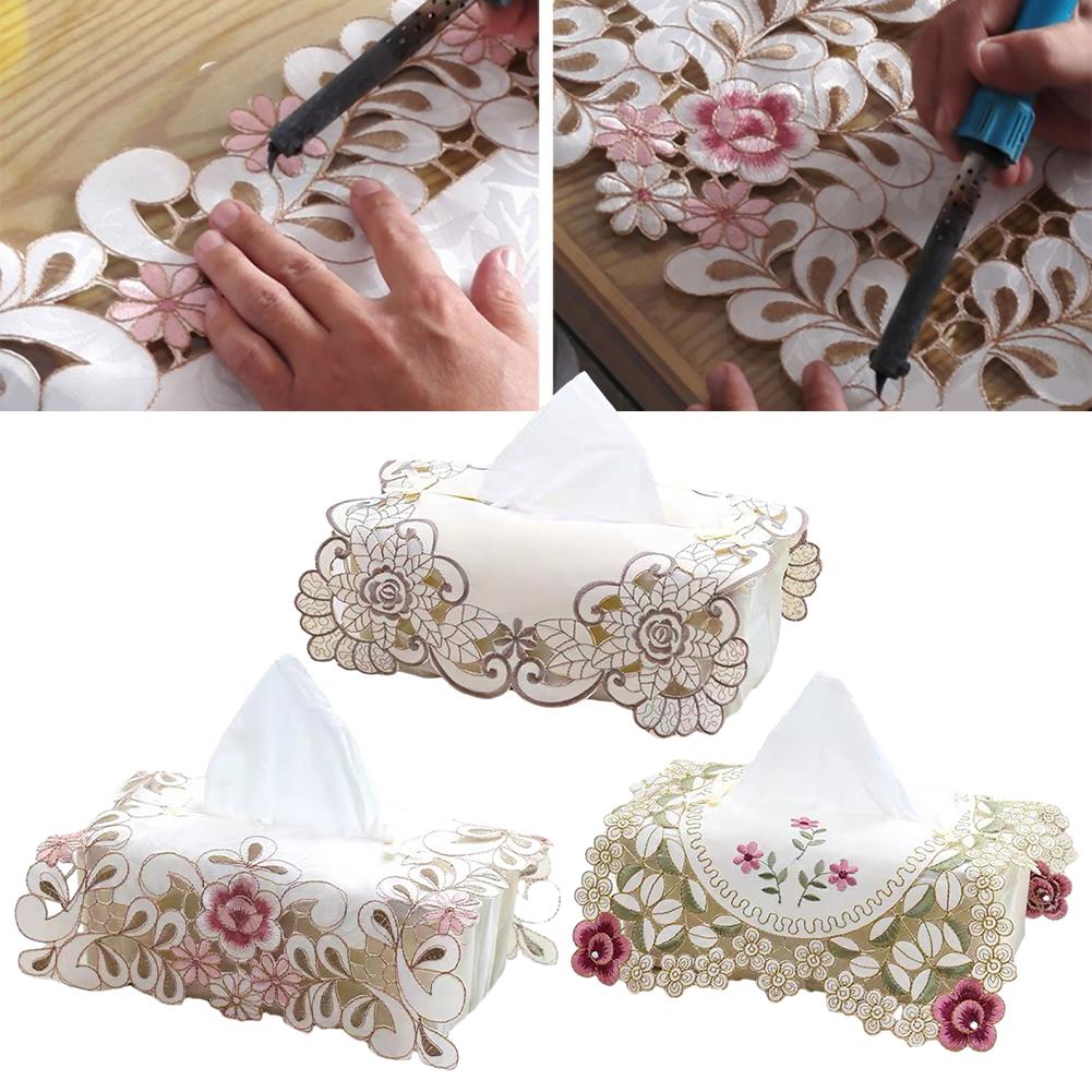 Embroidered Floral Lace Tissue Box Cover Keep Your Tissues Neat and Tidy