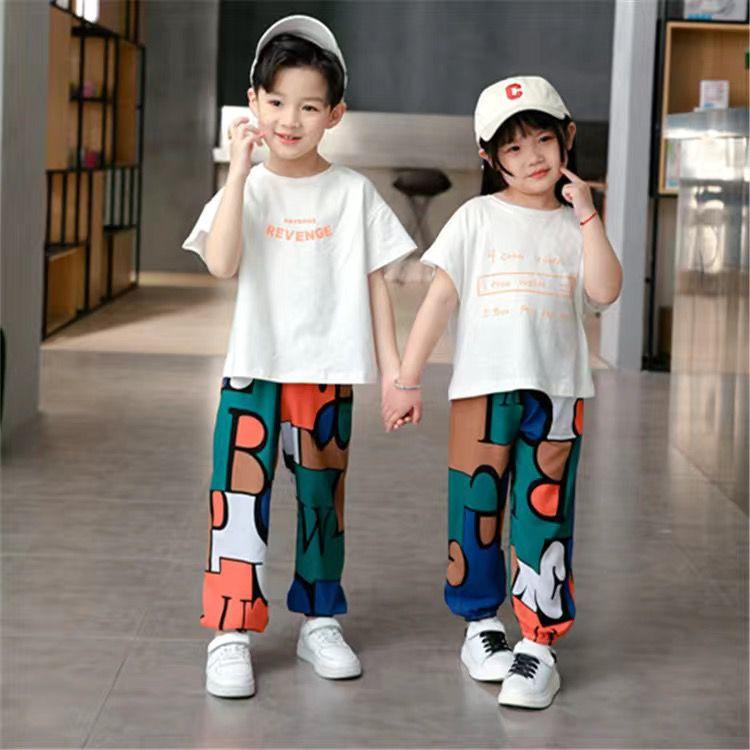 MAITA Kids Pants Spring Boho Printed High Waist Casual Lantern Trousers Joggers Child Fitness Sweatpants