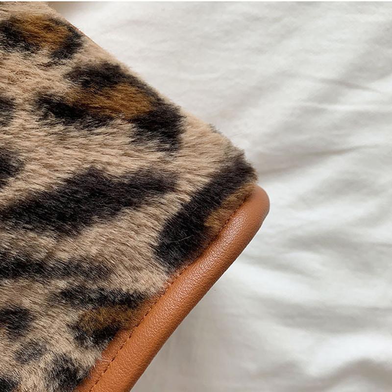 Женская зимняя теплая мягкая плюшевая сумка на плечо, модная сумка-тоут с леопардовым принтом коровы из искусственного меха, большая вместительная сумка