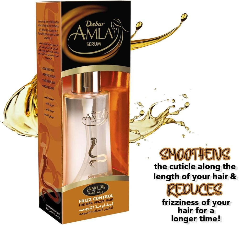 Dabur Сыворотка для волос Amla Snake Oil для контроля пушистости 50 мл Сыворотка для волос на змеином масле DABUR AMLA Контроль вьющихся волос